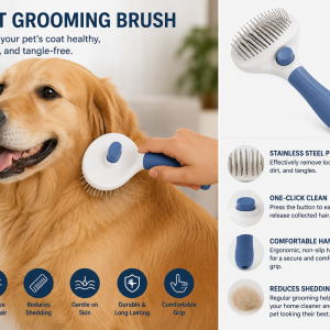 pet grooming brush for dogs and cats – comfortable grip handle for daily coat care